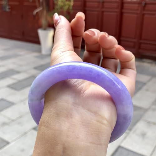 Jadeite Bracelet for Women Bangle, Burmese Jadeite with Fine Glutinous Bright Violet Round-Strip, Suitable for a Wife Gift3