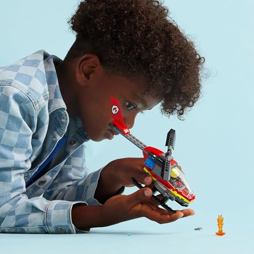 LEGO City ’Hélicoptère de Secours des Pompiers Ensemble de Construction avec Minifigurines de Pilote Pompier Cadeau pour Garçons et Filles de ou Plus Jeu Imaginatif 60411 - vue 8