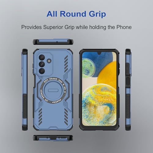 Image of amazon basics Back Case Cover for Samsung Galaxy A26 5G | Magnetic Case with Built-in Metal Ring | Supports Mag-Safe Charger, Wallet & Car Mount | Shockproof Hybrid PC + TPU | Blue