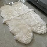 Kopal Genuine Australian Sheepskin Rug, Real Lambskin Area Rug, 4x6 ft 4 Pelt Sheep Skin, Natural White