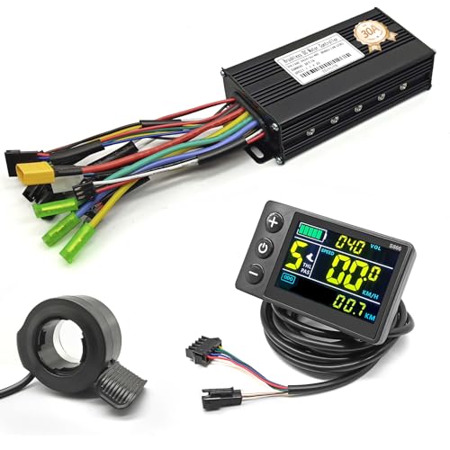 JOCHEN 36V/48V 17A/26A/30A/40A Brushless Controller Mini Colour LCD CS866 Display for Electric Bicycle Scooter Mountain Bike Parts (30A with CS866 Throttle)