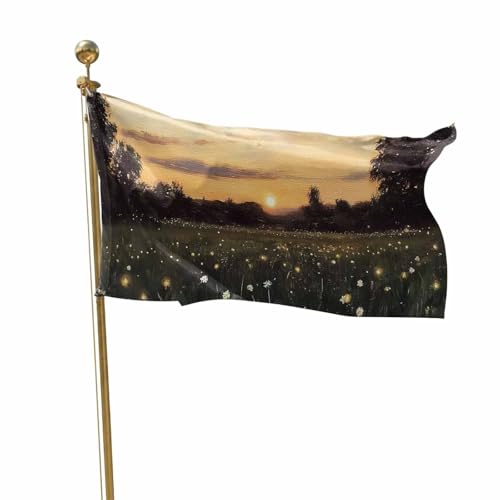 Sunset Field Flags for Outside Rustic Warm Tall Grass Floral