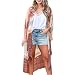 Produktbild MRULIC Damen Florale Kimono Cardigan Boho Chiffon Sommerkleid Beach Cover up Leicht Tuch für die Sommermonate am Strand oder See (S, X-Weiß)