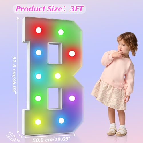 Image of 3FT Colorful Marquee Numbers,18-Color Number 5 with Remote Control Large Light Up Numbers Sign,Pre-Cut Foam Board Set for Party Decoration, Birthdays, Weddings, Graduations, Baby Anniversaries