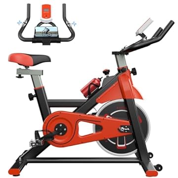 Dskeuzeew Cyclette , Fitness Silenziose per Casa, Regolabile Resistenza, Display LCD, Sensori delle Pulsazioni, e Freno di Emergenza, Capacità di Peso 120KG, Magnetico, Rosa