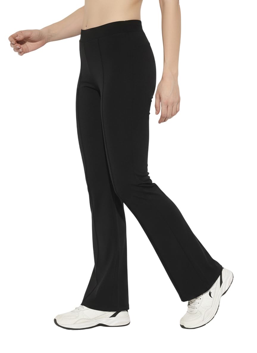 Vogaan Women’s & Girl’s Premium Poly Spandex Mid Waist Yoga Leggings for Women – 4 Way Stretch Airmax Breathable Gym Tights with Pockets, Soft Biowash Activewear for Workout, Jogging & Fitness