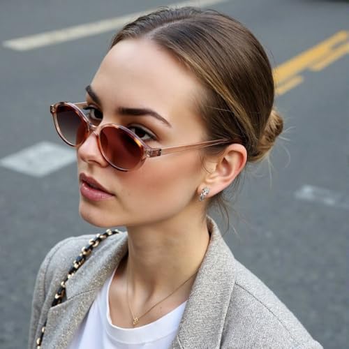 Oval Sunglasses for Women Chic Cat Eye 90s Vintage Thin Frame Lightweight Narrow Shades Trendy UV protection Sun Glasses2