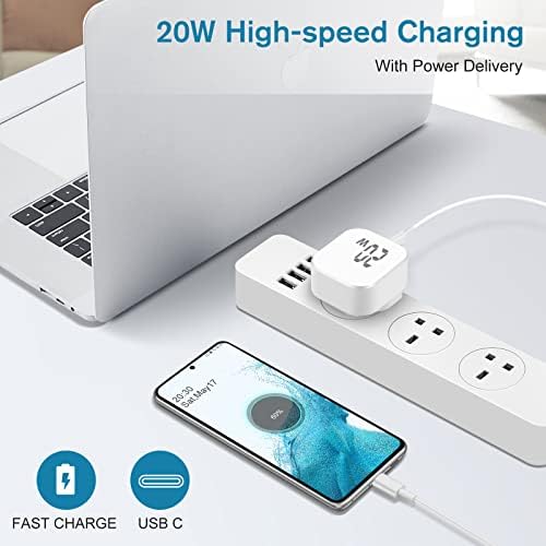 ARCCRA 20W USB C Charger Plug with 2m Type-C Fast Charging Cable, PD Power Adapter and USB C to C Cable, Compatible with iPad Pro/Air/mini, Switch, Samsung Galaxy, Xiaomi, OPPO, Realme Phones, etc.
