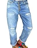 PMIYS Women's Ripped Jeans Distressed Stretch Skinny Denim Blue Jeans for Women S
