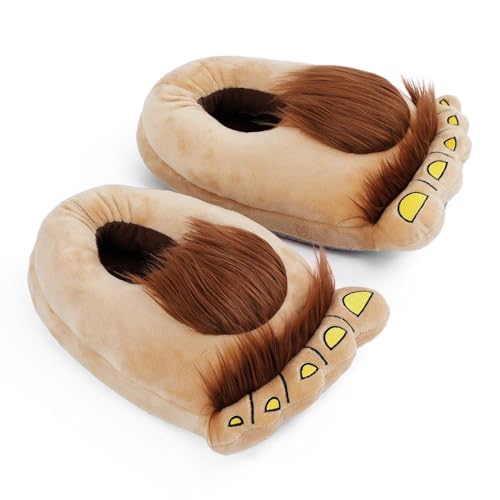 GNEGNI Novelty Hairy Feet Slippers Novelty Monster Adventure Plush Slippers for Men Women Kids Warm House Shoes with Anti-Slip Sole for Halloween Cosplay & Christmas Gift