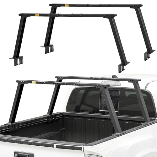 Image of JOYTUTUS Heavy Duty Width Extendable Truck Bed Ladder Rack, Fit for Mid-Size Wide Truck Bed, Rust-Resistant Overland Cargo Rack Compatible with Gladiator JT, Frontier, Canyon, Colorado, Ranger