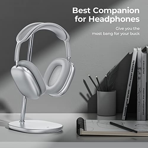 Image of BENKS Headphone Stand, Airpods Max Stand, Desktop Headset Holder, Gaming Headset Accessories, Desk Earphone Stand for AirPods Max, Beats, Bose, Sony, Senheiser (White Headphone Stand)