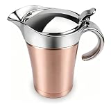 Edelstahl Sauciere 450ml, Doppelt Isoliert mit Klappdeckel Soßenkanne