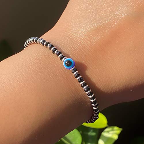 Evil Eye Crystals 92.5% Pure Silver Bracelet (7 inch + Extension)
