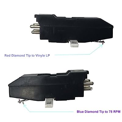Turntable Cartridge Replacement BP2ATC - with Two Side Red and Blue Diamond Tip for Vinyl LP/78 RPM Record Player