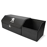 (WAIKUB)プジョー 車 トランク 収納ボックス 車用収納ボックス トランク 収納 車用収納ポケット 車 トランクボックス 大容量 頑丈 組み立て簡単 トランク 車用収納ケース 車内 収納 べんりグッズ ラゲッジボックス 車載バッグ トランクボックス ラゲッジルーム 折り畳み式 大容量 収納ケース 耐摩耗性 SUV/軽自動車などの大中小型車に適用 2点セット (プジョー, 黒)