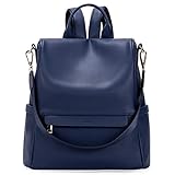 Women Backpack Purse Fashion Leather Large Travel Bag Ladies Shoulder Bags Dark Blue