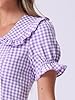 Allegra K Women's Gingham Checks Ruffled Peter Pan Collar Cute Mini Dress Large Light Purple #4