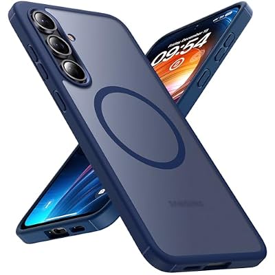 TOCOL Magnetic for Samsung Galaxy S24 FE Case, [15FT Military Grade Protection] [Compatible for Mag-Safe] Translucent Matte Hard Back for Galaxy S24 FE 6.7 Inch, Magnetic-Blue