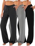JOYLADY 3-Pack Womens Pajama Pants with Drawstring, Soft Sleep & Lounge Pants, Set A-M