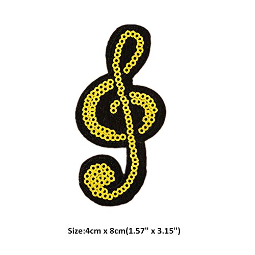 Ximkee(10 Pack) Assorted Musical Note Sequin Sew Iron On Embroidered Patches Appliques #TOP2