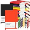 Qeeenar 15 Pack Journal Notebook Bulk A5 Hardcover Notebook Classic Journal Set with Pen Holder with 15 Pcs Pens for School Business Work Travel Writing Multicolor