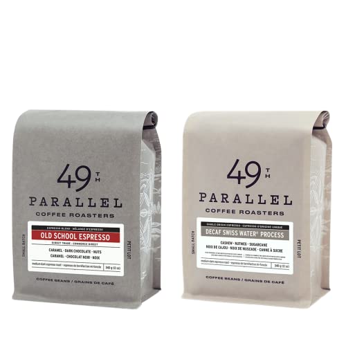 49Th Parallel Coffee Roasters - Gourmet Coffee 2 Pack - Old School Espresso Whole Beans And Swiss Water Decaf Espresso Whole Beans #TOP4