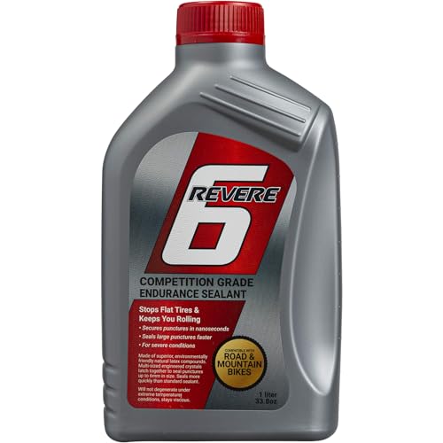 Revere 6 Premium Tubeless Tire Sealant, 32oz Bottle – Competition-Grade Puncture Protection for Road, Mountain, and Gravel Bikes – Fast-Sealing Formula.
