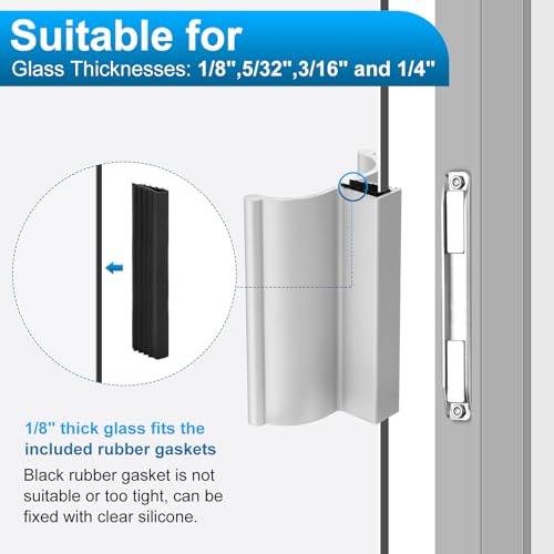 3-3/4" Aluminum Alloy Frameless Shower Door Handle with Metal Strike, Stainless Steel U-Channel with Magnet for Swing Glass Door Thickness 1/8",5/32",3/16" and 1/4", Shower Door by Mzcvriru - Image 6