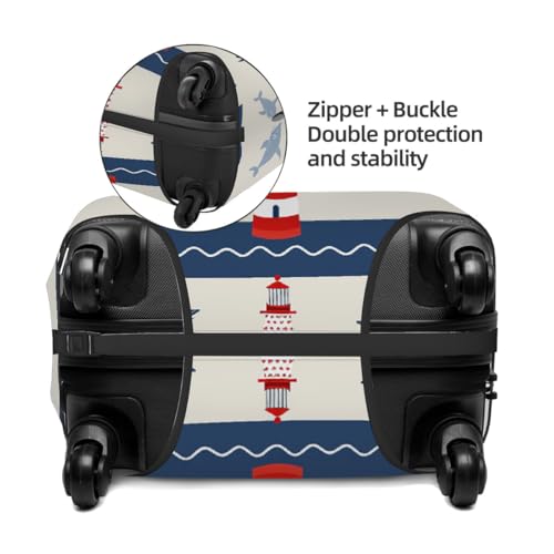 Sea Whale Lighthouse Stretchable Luggage Covers for Suitcase TSA Approved, Dust Proof and Scratch Resistant Travel Luggage Protector for Carry On (22-24 in)3