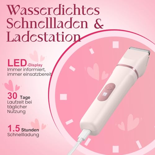 Rasierer Damen, 3-in-1 Intimrasierer für Frauen, für Körper & Intimbereich mit LED-Anzeige, Damenrasierer elektrisch IPX7… – Ansicht 5