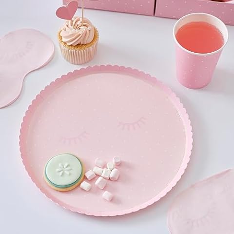 Ginger Ray Pink Pamper Eyes Paper Plates Cover