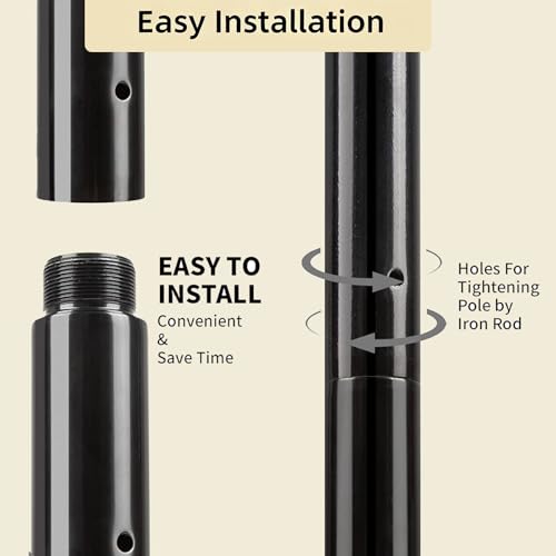Image of Pole Extension for Pole Dancing 45mm - 125 /250 /500mm Dancing Pole Extension, Easy to Install, Smooth Connection Chrome Extension for Dance Pole (Black, 125 Millimeters)