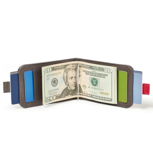 Image of Distil Union Wally Bifold 5.0 Slim Bifold Wallet for Men - Minimalist RFID Leather Wallet, Pull Tab Card Holder & Money Clip - Holds 14 Cards & 30 Bills - No ID Window - Grey