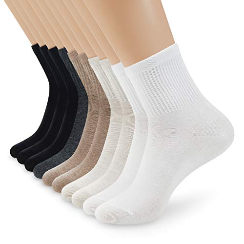 M MONFOOT Women's 10 Pairs Cotton Lightweight Quarter Crew Socks