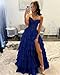 keosin Tiered Chiffon Long Prom Dresses with Slit 2026 Lace Corset Sweetheart Strapless Formal Ruffle Navy Blue Dress for Women US14