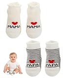 TOZBLEU 2 Paar Baby Baumwollsocken, Baby Socken, Süße Socken Ich liebe Mama + Ich liebe PaPa Neugeborenes Kleinkind Baby Sock Jungen Mädchen Cotton kleine Söckchen Geschenk