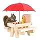 Zjyufy Eichhörnchen-Futterstation, Eichhörnchen-Picknicktisch, Eichhörnchen-Futterspender nur für Eichhörnchen, Vogelhäuschen mit Regenschirm für Garten, Hof, Baum