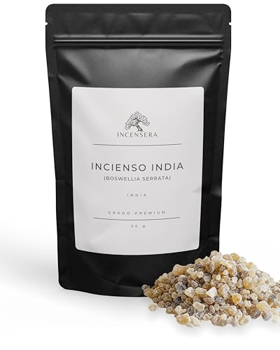 Incienso de la India Boswellia Serrata para ahumar 50 gr – Resina de Incienso para Noches Lluviosas y rituales, Ahumado Natural Puro para relajación y meditación