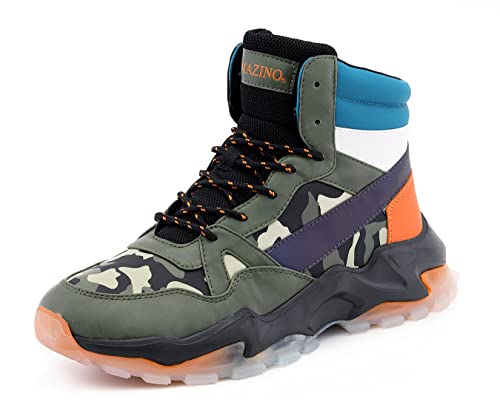 Mazino Wonderstone Fashion Chunky Sneakers for Men -Men's Athleisure Casual Shoes (Olive Camo /12)