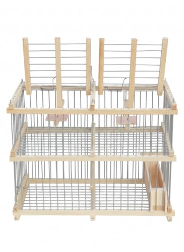 Handmade Bird Transport Cage with Wooden Feeder & Dual Safe Recovery Chambers