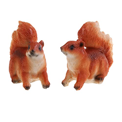 Sharplace 2X Figure Écureuil Figurine en Résine Micro-paysagère Statues Jardin Décor Noël Halloween
