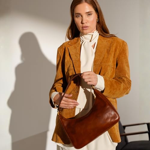 Image of Time Resistance Leather Handbag - Full-Grain Leather Purse for Women - Shoulder Bag Made in Italy