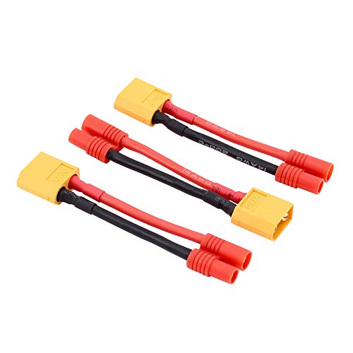 BDHI3pcs Female 3.5MM Bullets to Male XT60 Connector Adapter Cable 5cm 14awg for Super Tigre Turnigy(BDHI-57)