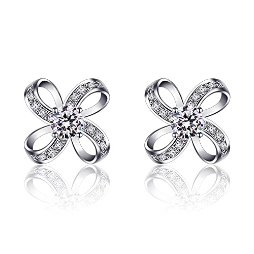 Jewlldeen Pendientes de plata de ley para mujer, joyería de tuerca con circonita cúbica 925, regalos para ella, novia, mamá, Plata de ley, Circonia cúbica