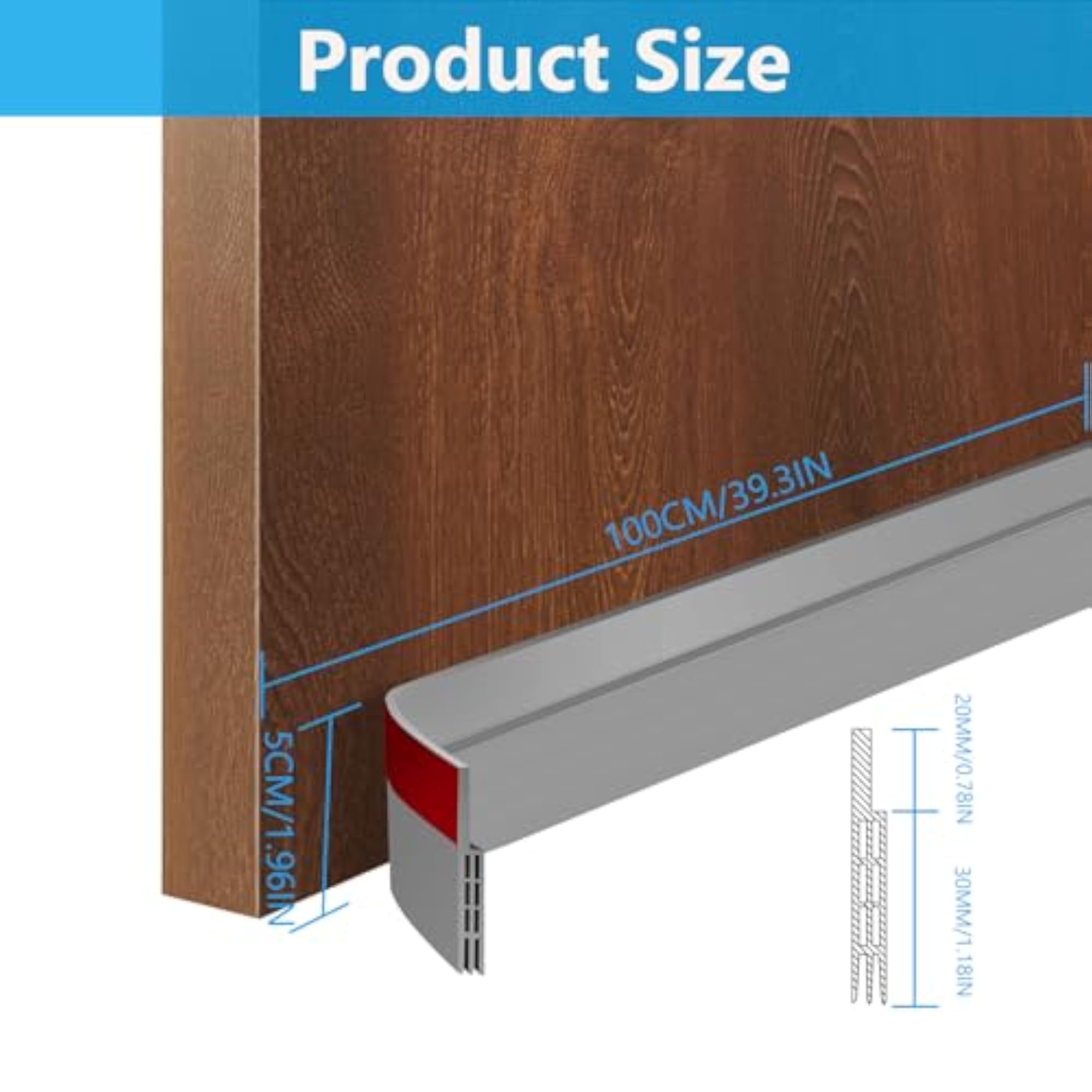 Door Draft Stopper Under Door Seal 39"L Cuttable Soundproof
