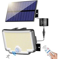 Lámpara Foco Led Con Sensor De Movimiento nipify Focos Exterior Solares,?310 LED/270°Iluminación? Luz con Sensor de Movimiento, 6500K, IP65 Luz Solar Exterior Jardin Lampara Solar con Mando a Distancia para Jardín, Garajes