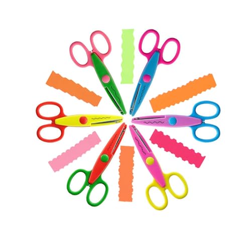 6 Stück Bastelschere Set, DIY Kinder Zickzackschere, Kinderschere, Bastelschere Grundschule für Bastelarbeiten, Scrapbooking, Kinderdesigns