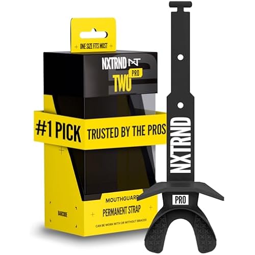 Nxtrnd Two Pro Football Mouth Guard, Permanent Strap, Fits Adult & Youth (Black)