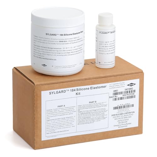Dowsil SYLGARD 184 (Form Dow Corning) Silicone Elastomer Kit Base A + Curing Agent Solidifier B Seals for Electronic Equipment and Industry Used to Make O-Rings, Room Temperature Heat Cure